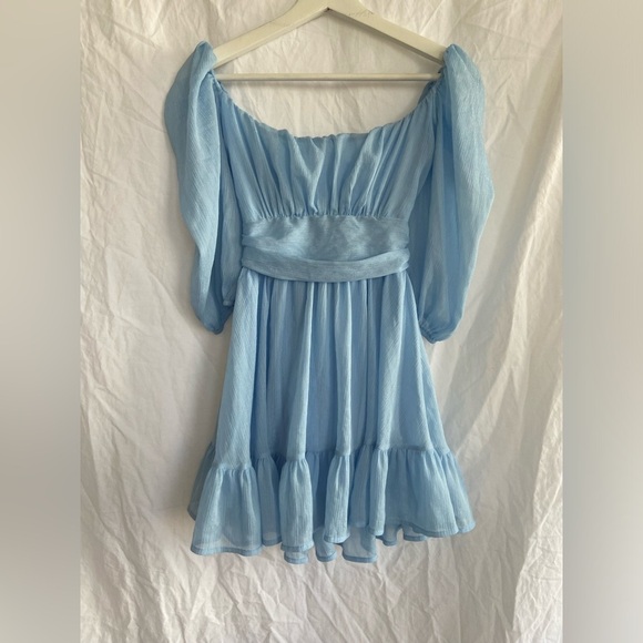 LUCY IN THE SKY Ruttle Dress in Sky Blue Chitton Size Small - Picture 2 of 12